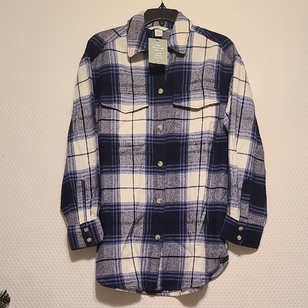 Women's Oversized Blue Plaid Shirt/Shaket
